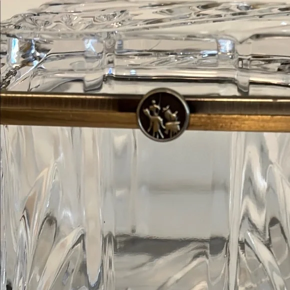 Vintage Cut Crystal Brass Hinged Jewelry Casket Box Vanity  Castilian Imports - Picture 2 of 11